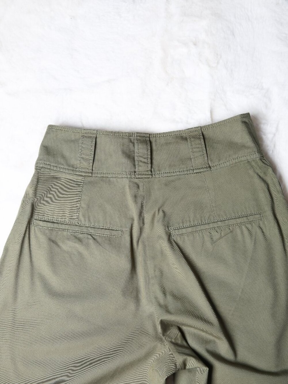 REBECCA TAYLOR Olive Green High-Waist Barrel Leg Cotton Twill Pants Size 4 - Picture 8 of 10